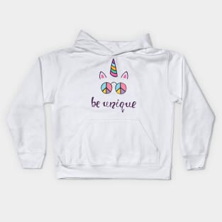 Be Unique Cute Inspiration Positive Cat Quote Kids Hoodie